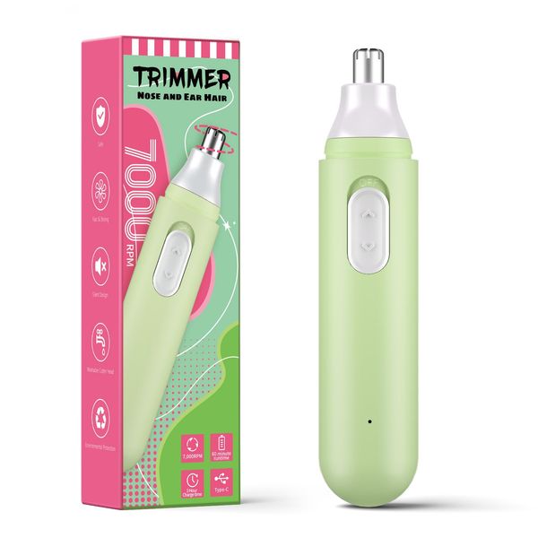 Ear and Nose Hair Trimmer for Men,2022Professional Painless Battery-Operated Nose Hair Trimmer Men, Nose Ear & Facial Hair Trimmer for Men Women， Easy to Clean (Rechargeable Model-Green)