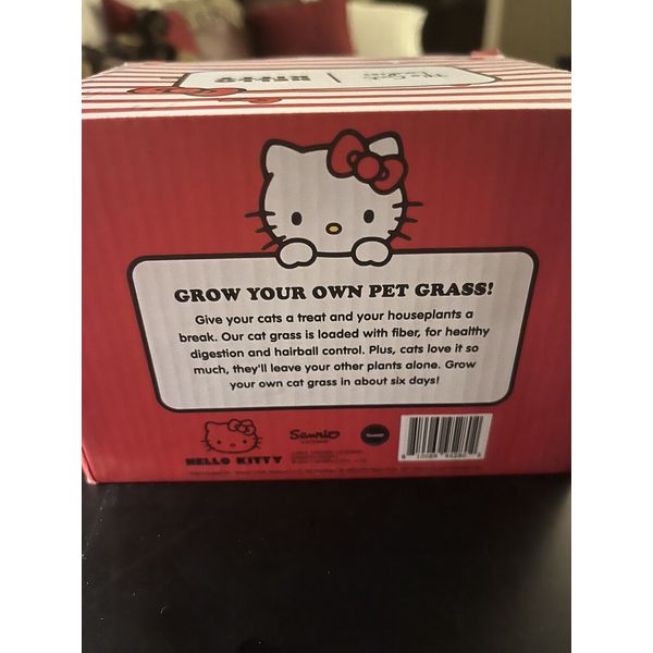 Hello Kitty Cat Grass Growing Kit w Organic Seed Mix, Soil & Hello kitty planter