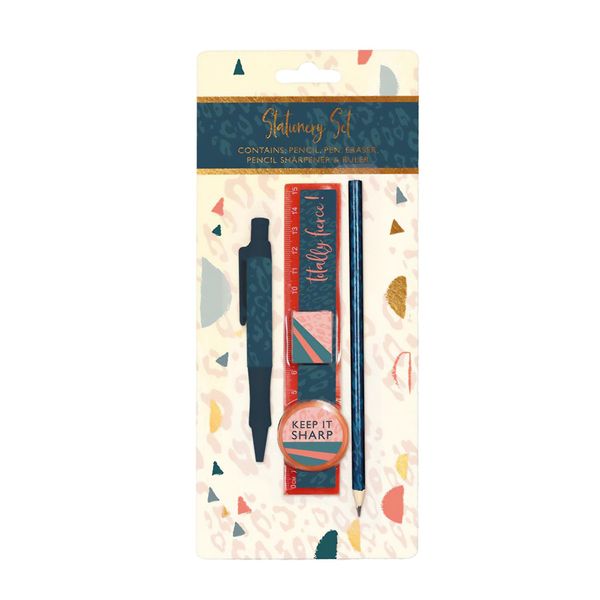 Design Group 5 Piece Totally Fierce Stationery Set Pen Pencil Ruler Eraser Sharpener Student