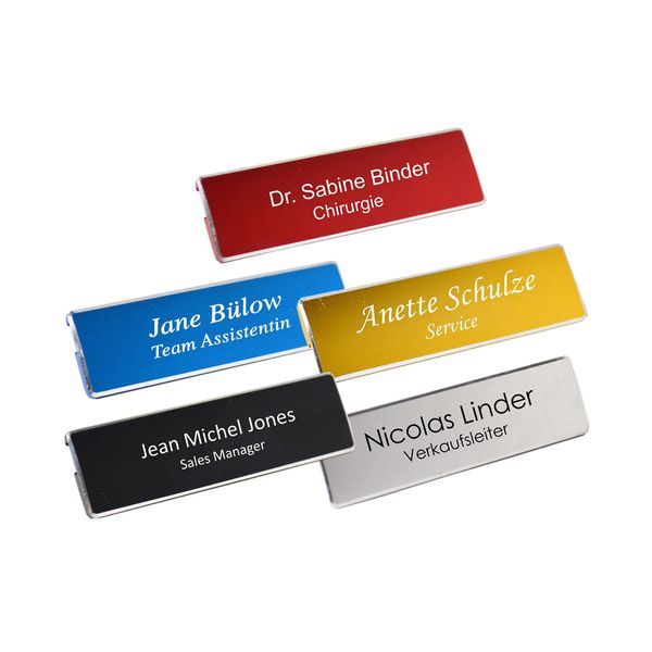 Schmalz Werbeservice Profile Metal Name Plate with Magnet Attachment Including Engraving Aluminium (Silver)