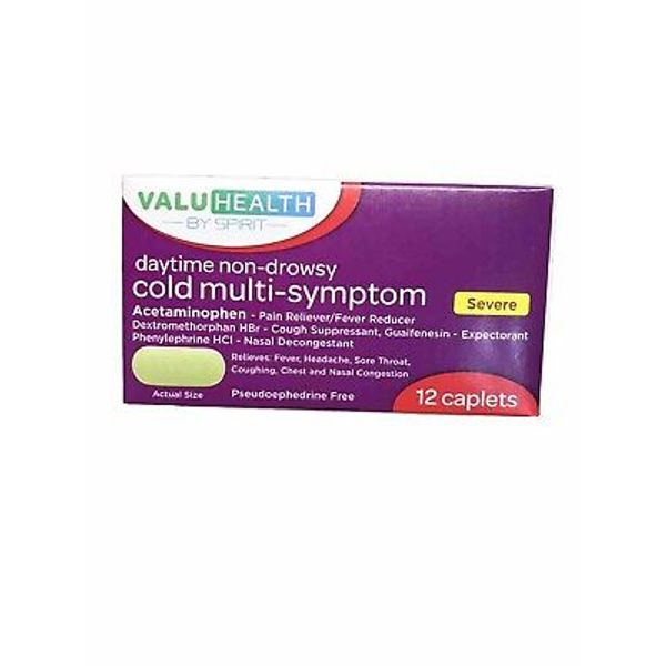 Cold Multi-Symptom Severe Daytime Non-Drowsy, 12 Caplets-New(See Below)-SHIP24HR