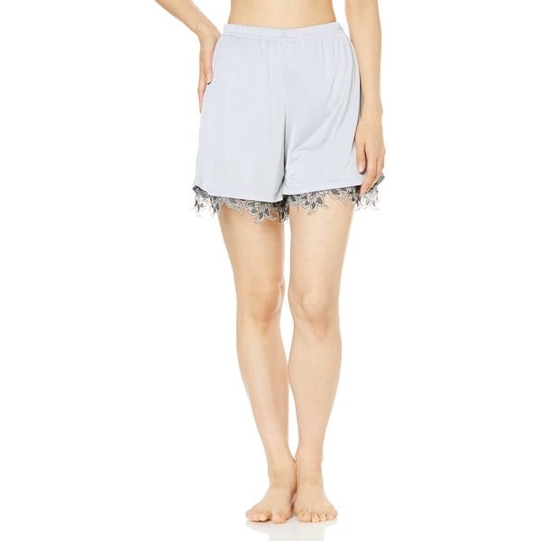 Snidel Home SHCP222062 Women's Lace Trim Vintage Cut Shorts, blue, (BLU)