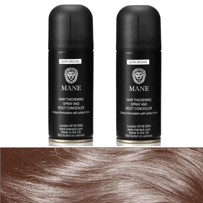 Mane Hair Thickening Spray Travel Size 100 ml Duo Pack (Dark Brown)