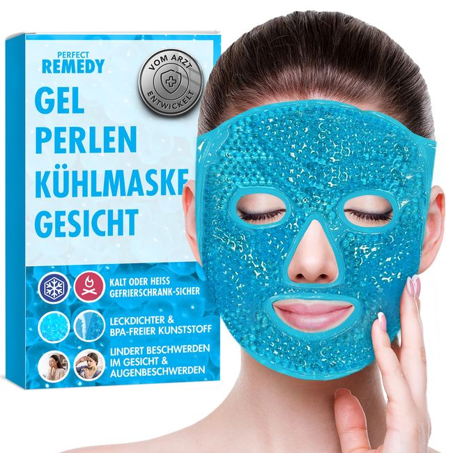 Perfect Remedy - Wiederverwendbare Kühlmaske Augen, Kühlende Augenmaske reduziert Augenringe erfrischt Gesicht, Eismaske gegen Schwellungen, Kühlpads Augen, Augenmaske Kühlend [Blau]