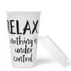 JUNIWORDS To-Go Becher mit Deckel, Relax, nothing is under control