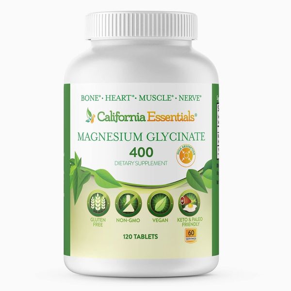 California Essentials Magnesium Glycinate 400 - 120 Tablets - Free Shipping