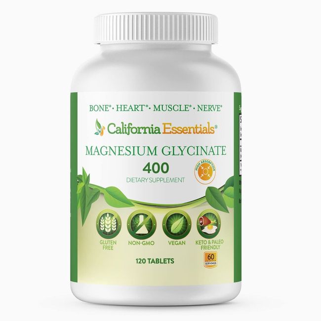 California Essentials Magnesium Glycinate 400 - 120 Tablets - Free Shipping