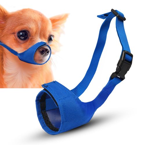 Dog Muzzle, Small Soft No Barking Dog Muzzle for Puppy Dogs,Short Snout Adjustable Mesh Muzzle for Toy Poodle Dachshund Teddy Grooming Vet Visits, Prevent Biting Chewing Fighting (Size:XS)