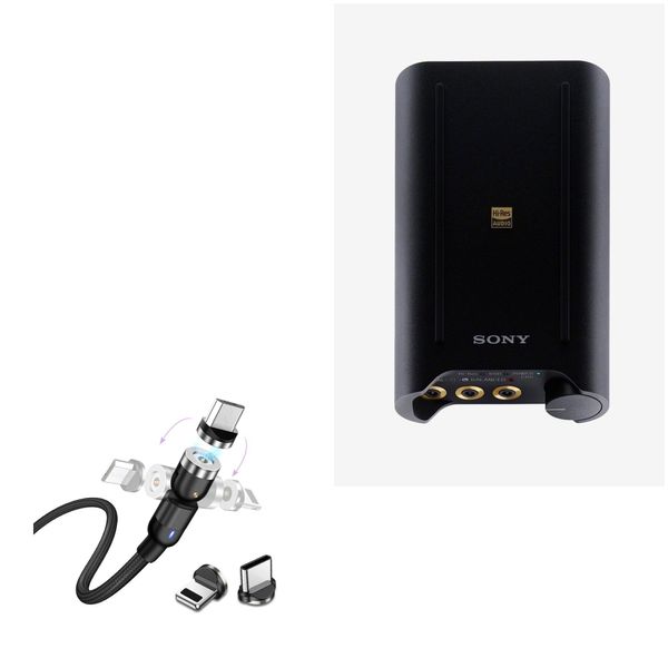 BoxWave Cable Compatible with Sony PHA-3 - MagnetoSnap AllCharge Cable, Magnet Charging Cable USB Type-C Micro USB - Jet Black