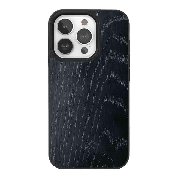 Woodcessories - Magnetisches Bumper Case kompatibel mit iPhone 14 Pro Hülle mit Magnet aus Holz, Black Oak