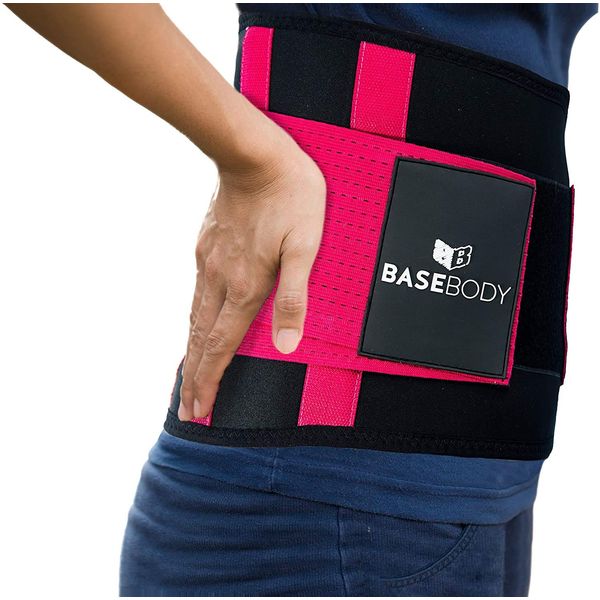 BaseBody Back Support Belts For Back Pain Men Women - Lower Back Support Brace - Lumbar Support Belt For Sciatica Pain (Hot Pink, XXL)