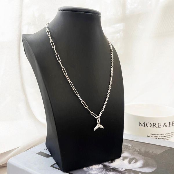 Silver 925 Anklet High-Bang Clip Half-Band Chain Dolphin Tail Silver Necklace