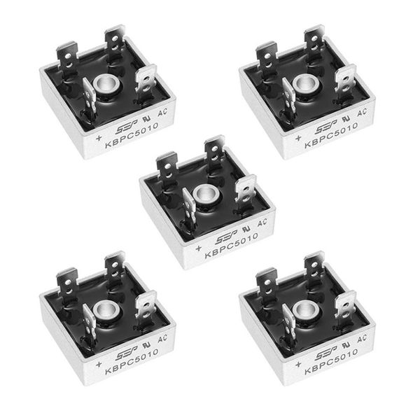 ANMBEST 5pcs KBPC5010 Bridge Rectifier Diode, 50A 1000V Single Phase, Full Wave 50 Amp 1000 Volt Electronic Silicon Diode, 4 Pin Through Hole