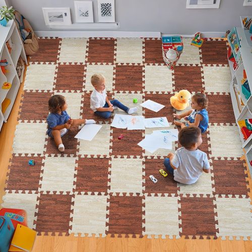 Skyweaver 12 Tiles Interlocking Puzzle Foam Floor Mats - Baby Play Mat for Playing | Exercise Mat for Home Workout, Toddlers & Kids Gym, Nursery, Playroom, White