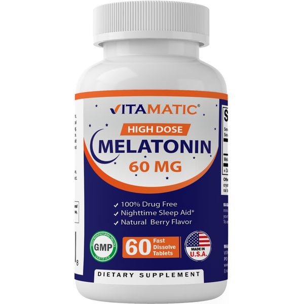 Vitamatic Melatonin 60mg Fast Dissolve Tablets - 60 Vegan Tablets