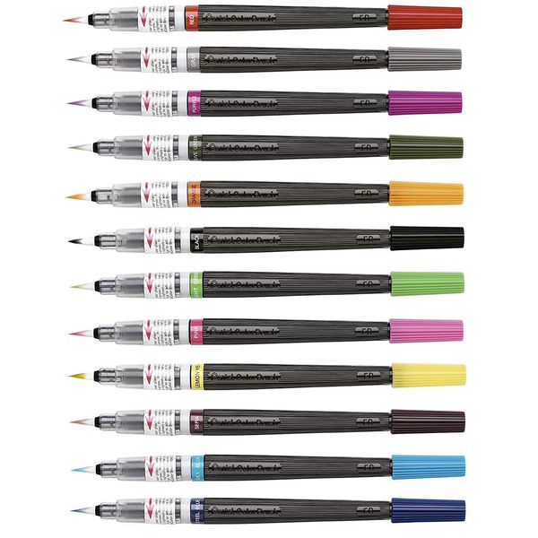 Pentel - Refillable Colour Brush Pen - Nylon Tip - Light Green