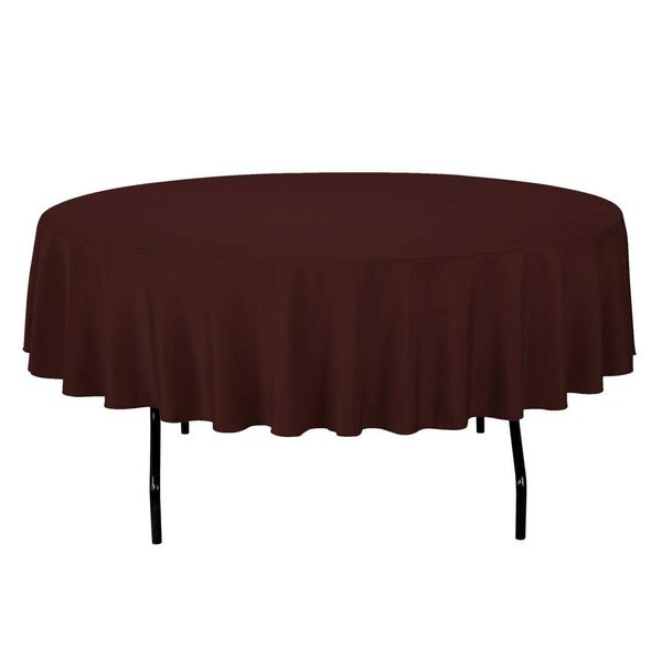 Gee Di Moda Round Tablecloth - 90 Inch Chocolate Round Table Cloth for 30 to 60 Inch Round Tables - Heavy Duty Washable Fabric - for Buffet Table, Holiday Party, Dinner, Wedding & Baby Shower