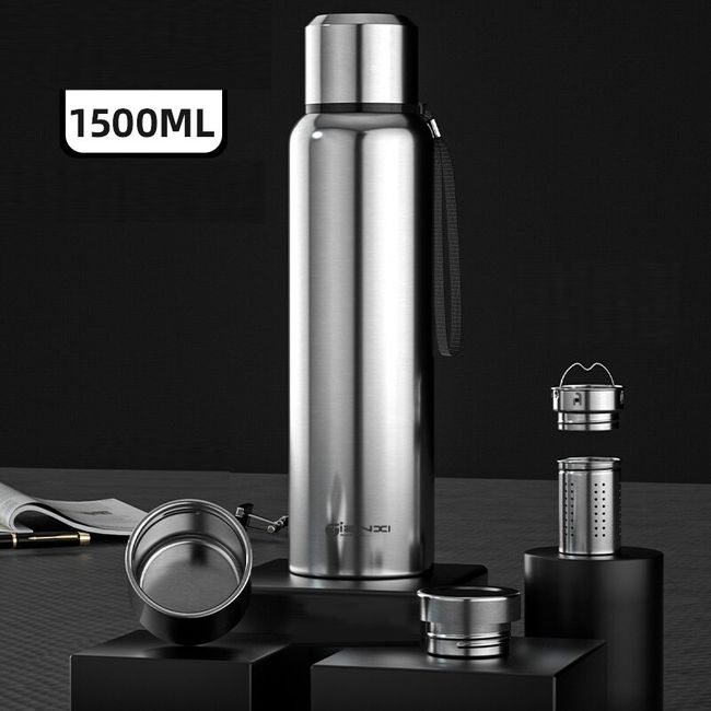 Glass Liner Vacuum Flask Stainless Steel Water Bottle Insulated Travel Coffee Th