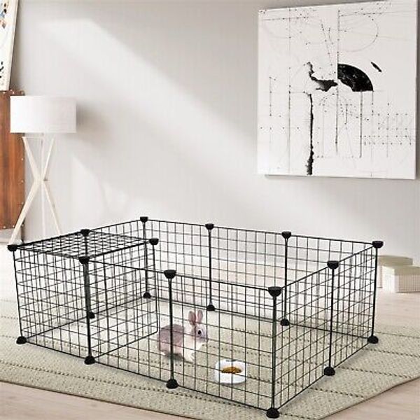 12Panel Pet Playpen For Cat Dog Rabbit Exercise Cage Iron Mesh Puppy Crate Fence