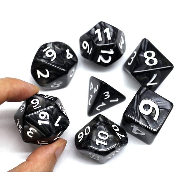 Dice- DND Dice Set 25mm RPG Dice for Dungeons and Dragons D&D Pathfinder MTG Role Playing Dice Giant Black Polyhedral Dice with Dice Bag