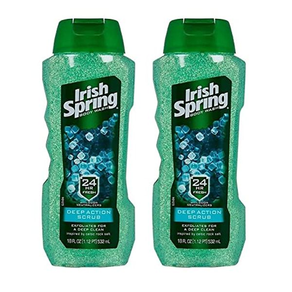 Irish Spring Body Wash Deep Action Scrub, 18 Fl Oz (Pack of 2)