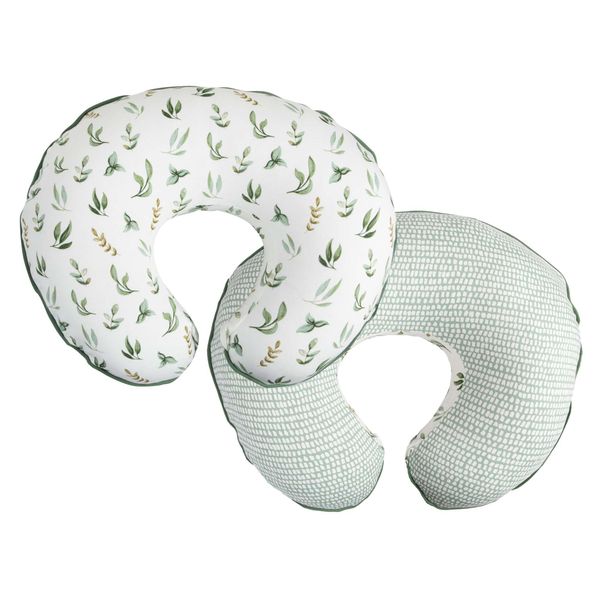 Boppy Organic Original Support Nursing Pillow Cover, Green Little Leaves, 100% Organic Cotton Jersey Cover Fits All Boppy Original Nursing Supports for Breastfeeding and Bottle, Cover Only