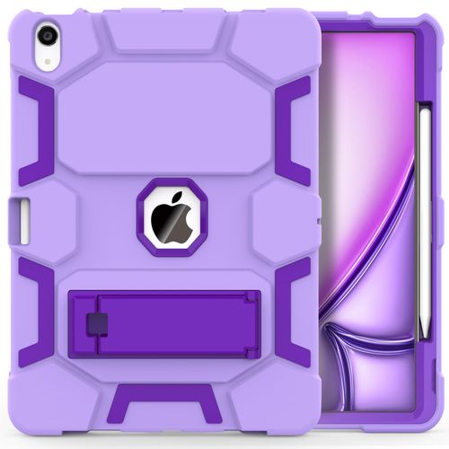 CCMAO Case for iPad Air 13-inch (M3/M2) 2025/2024, iPad Air 13 Inch Case with Kickstand and Pencil Holder for Pencil Pro/USB-C, Heavy Duty Shockproof Protective Cover, Light Purple+Dark Purple