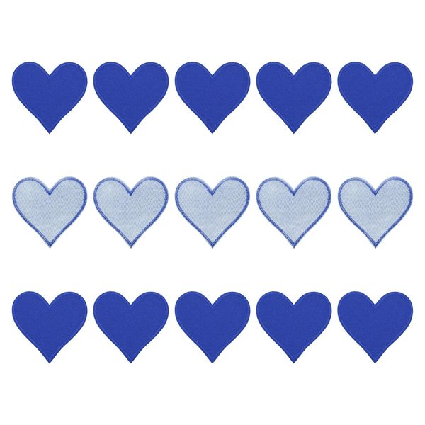 uxcell Heart Shaped Iron on Patches Dark Blue Embroidered Applique Patches Sew on Patch for Clothing Jackets Backpacks Repairing Decorations Pack of 15,2.8"x2.7"