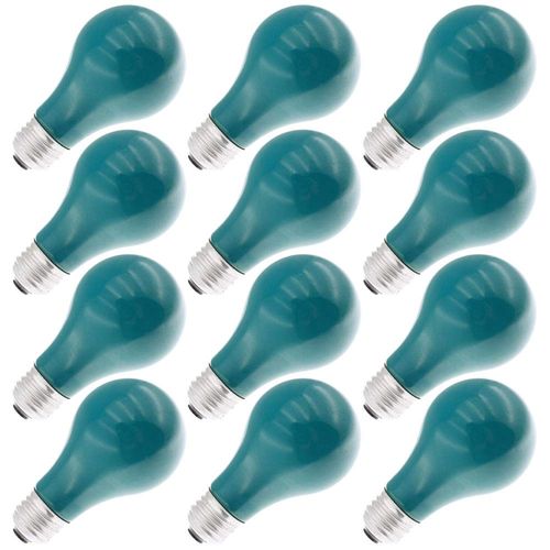 Specialty/Novelty 25A/G, 120 Volt, 25 Watt, A19 Green Incandescent Light Bulb (12 Pack)
