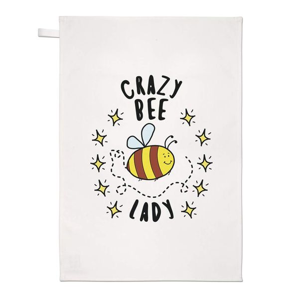 Crazy Bee Lady Stars Tea Towel Dish Cloth
