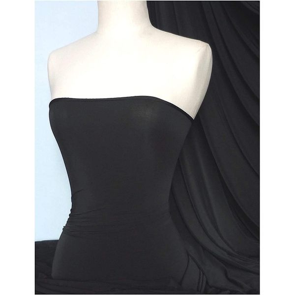 Elastane Stretch ITY Black Fabric Art Craft Multi Purpose Fabric (Pre Cut 2 Meter) (Black)