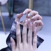 Nude Powder Nail Tips 3D Small Floral Pendant 24pcs French Nail Pearl for Wedding, Party, Holiday, Dating, Prom, Daily Life
