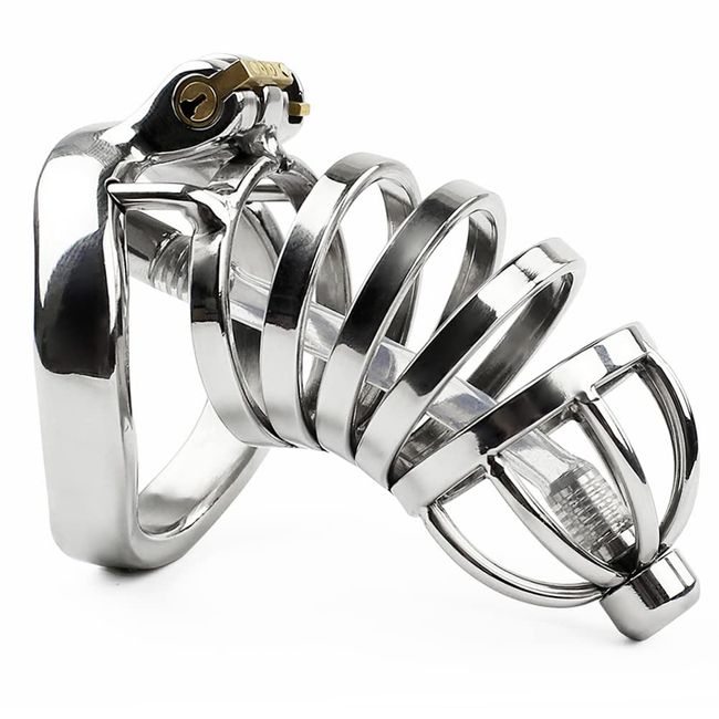Stainless Steel Male Chastity Lock Locking Hollow Restraint Cock Cage Escape Chastity Cage Restraint SM Sex Toy (Ring, Inner Diameter: 45mm)