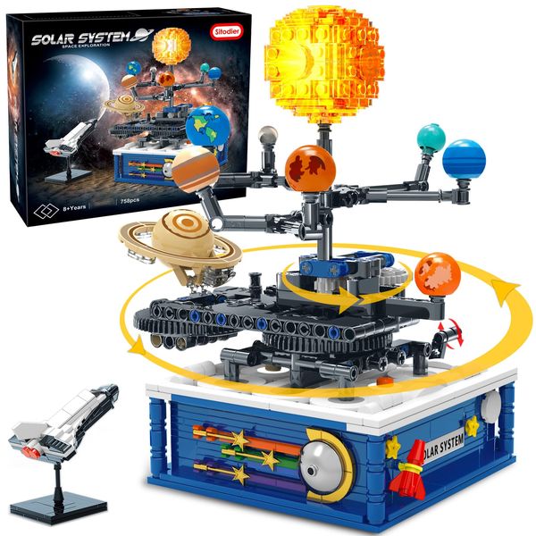 Sitodier Rotatable Solar System Building Toy, 758pcs Space Exploration Building Blocks Set for Kids 6+ Years Old, Educational Toy Gifts for Boys Girls Ages 8 9 10 11 12 13