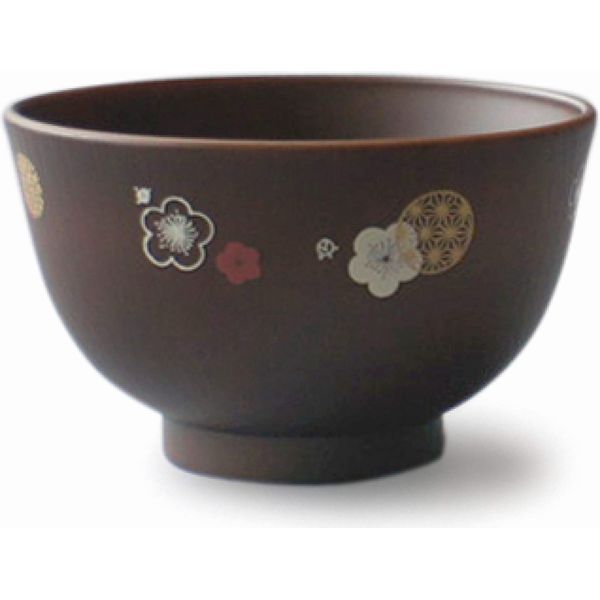 Miyamoto Sangyo Soup Bowl Wood Grain Medium Plum Pattern