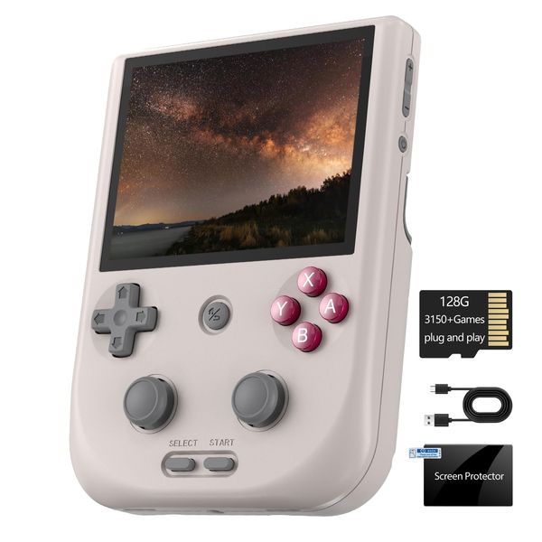 RG405V Handheld Game Console 4’’ IPS Touch Screen Android 12 Unisoc Tiger T618 64-bit Game Player Built-in 5500mAh Battery 128G TF Card with 3154 Games(RG405V Gray)