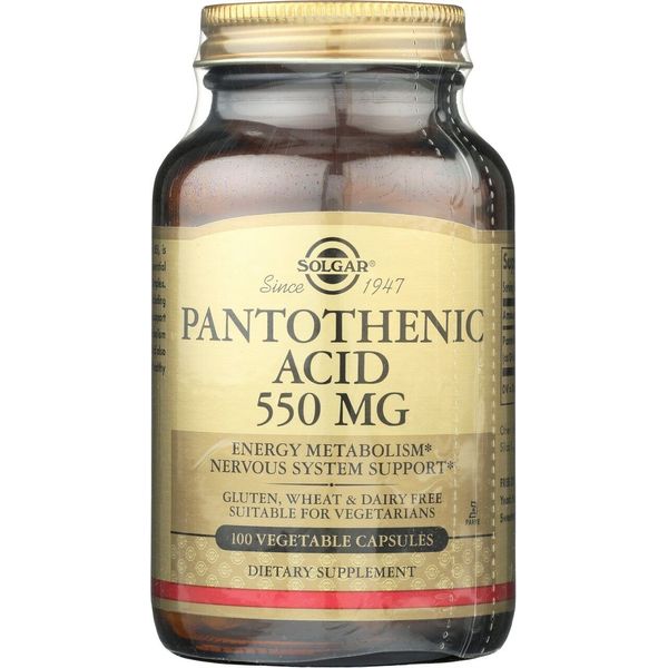 Solgar Pantothenic Acid 550mg 100 Vegetable Capsules