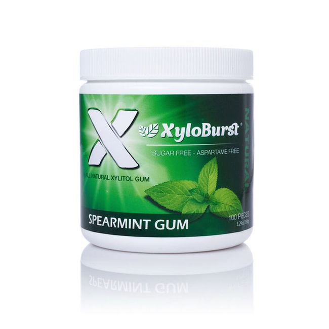 XyloBurst Spearmint Xylitol Gum 100 Count Jar - Aspartame Free, Keto & Vegan