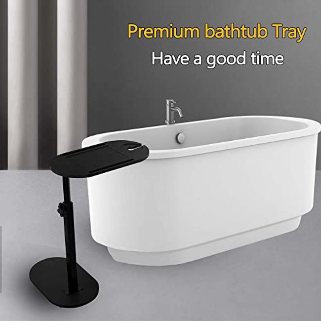 Bamboo Bathtub Tray Table with Adjustable Height, Freestanding Bathtub  Caddy for Tub Against Wall, Tub Organizer Suitable for Luxury Spa and House