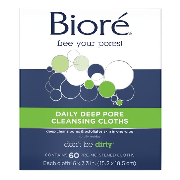 Biore Whitening Creme, Anti-Flecken, Daily Deep Pore Cleansing Cloth, 60 Count