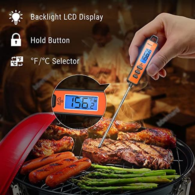 Digital Water Thermometer for Liquid, Candle, Instant Read with Waterproof  for Food, Meat, Milk, Long Probe 