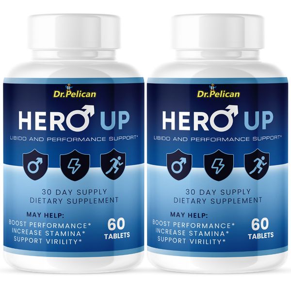 Hero Up- Men's Health & Performance- 2 Bottles- 120 Tablets