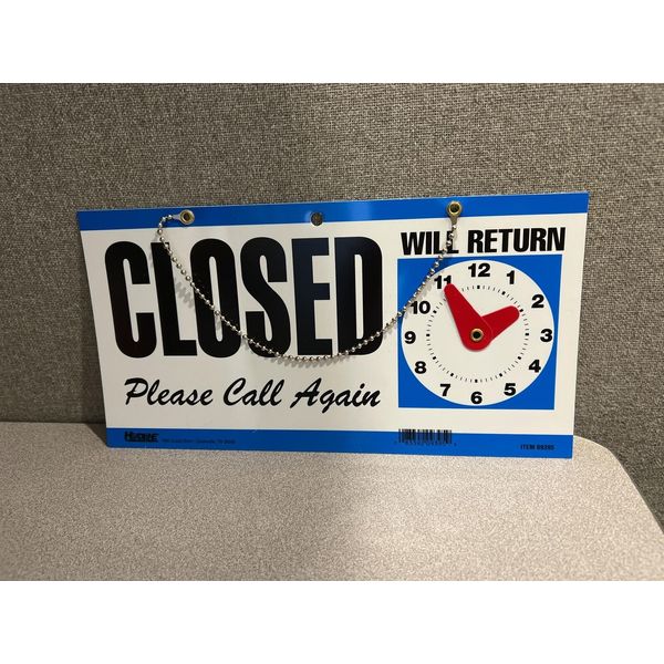 Double Sided "OPEN/CLOSED Please Call Again" w/ Chain sign 11.5 x 6