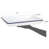 Red Co. 11" x 9" Enamelware Metal Classic 2 Quart Rectangular Serving Tray, Solid White/Navy Blue Rim