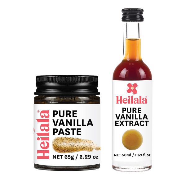 Vanilla Bean Paste and Pure Vanilla Extract for Baking (Combo Pack) - Heilala Vanilla Beans are Hand-Picked and Ethically Sourced from Polynesia, Gourmet Bourbon Variety, Loved by Bakers Worldwide