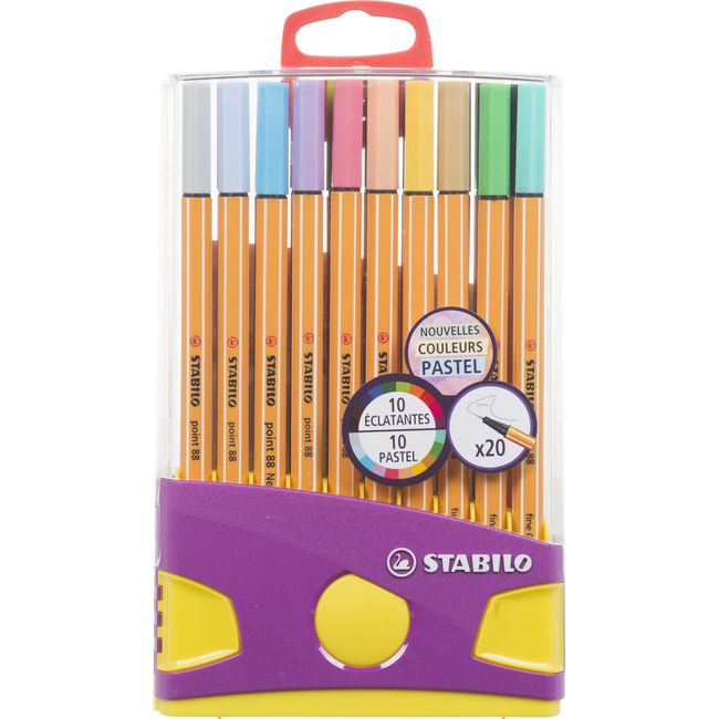 Stabilo Point 88 Colorparade 20 Pastel Coloured Sign Pens Fine Point - Assorted Colours - 10