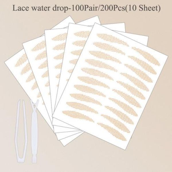 Fish Book Fishing Equipment Eyelid Tape Sticker Transparent Bi-Fold Lace Adhesive Beige Stripe Self-Adhesive Natural Eye Makeup Tool 240 Pieces