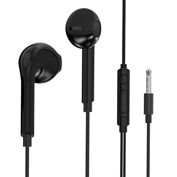 Betron Earphones Wired in Ear Headphones with Microphone Volume Control 3.5mm, Black