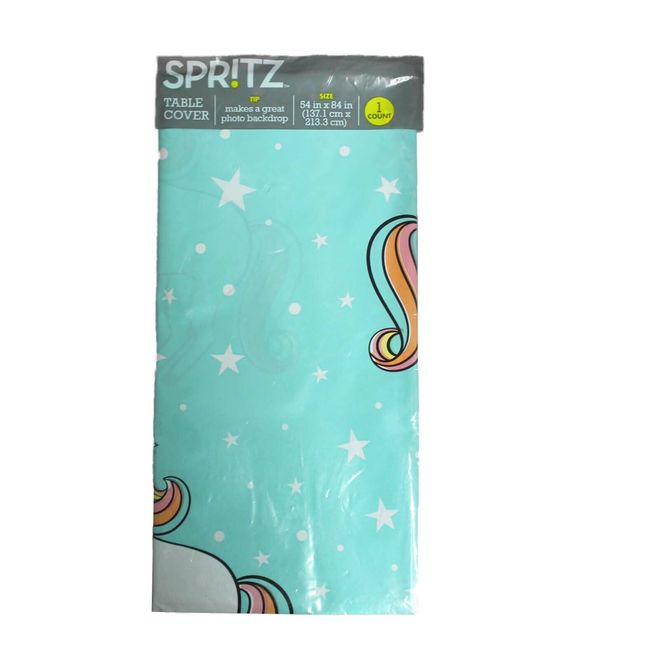 Spritz Table Cover 54in x 84in 1 Count Unicorn