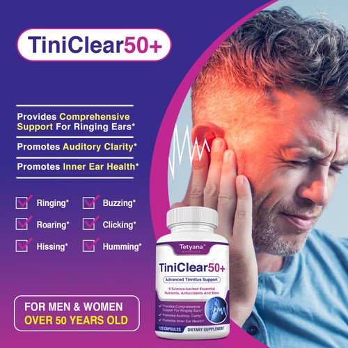 Tinnitus Relief for Ringing Ears: Advanced Tinnitus Support Supplement for Men & Women Over 50 - Naturally Improve Inner Ear Health & Auditory Clarity - 120 Capsules Made in USA
